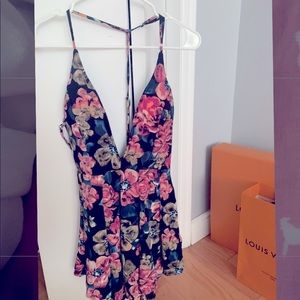 Low Cut Floral Romper New Without Tag NWOT